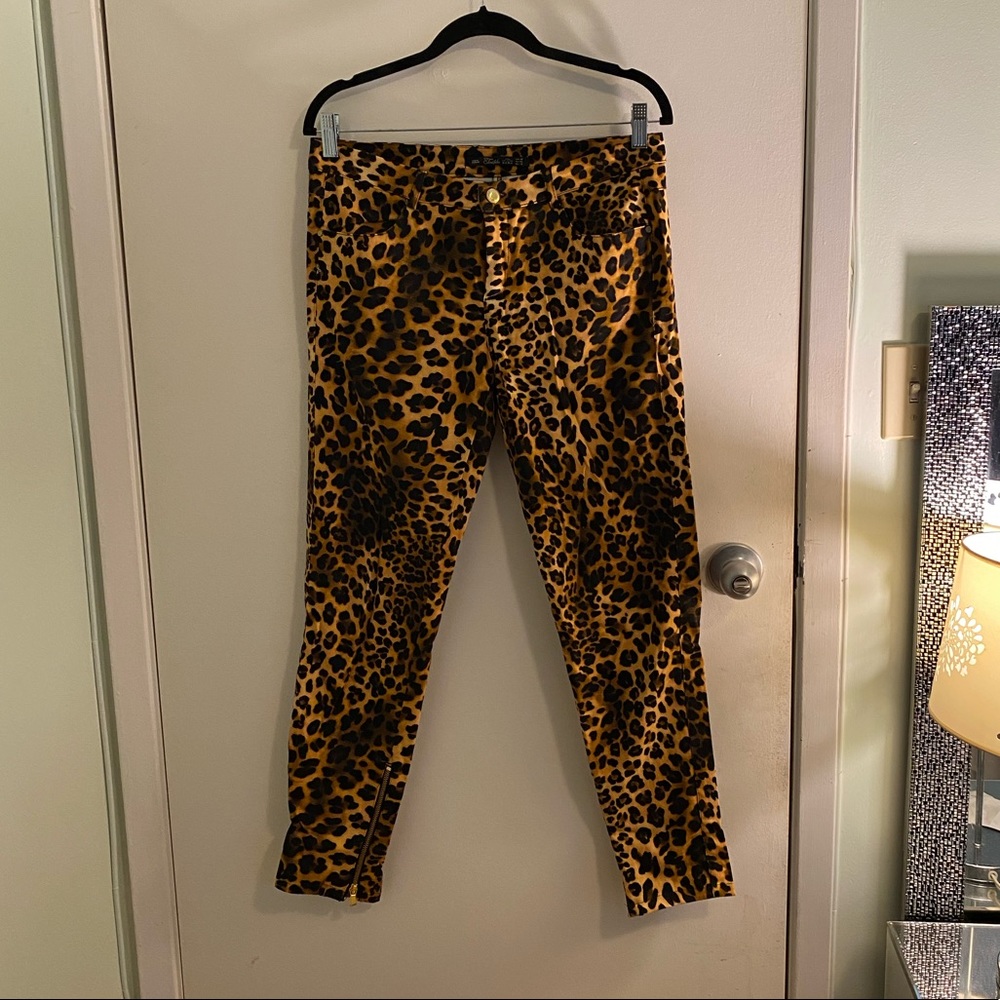 Zara leopard print stretchy skinny pants, size 8